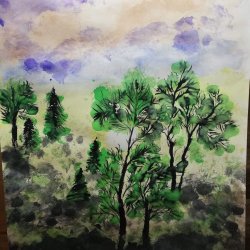 b. furtak pejza akwarela i ecolina na papierze 40 x30 cm